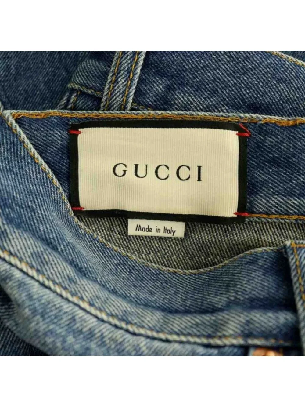 Gucci Logo Patch Straight Denim Pants Jeans 32 Indigo